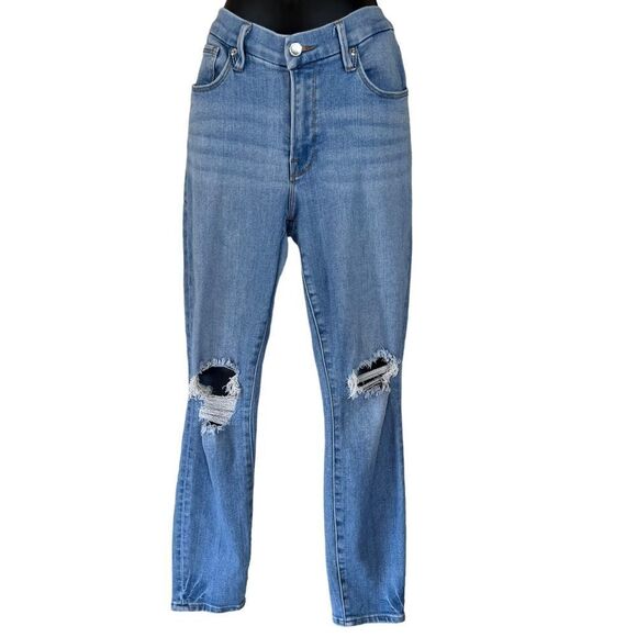 Good American Good Legs Distressed Crop Jeans - Picture 1 of 14